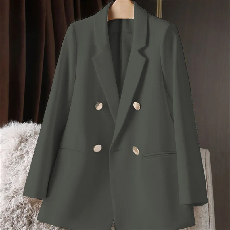 Woherb Woherb New Blazer Female Metal Button British Wind Casual Versatile Green Red Small Suit Tide-Outfit Ideas