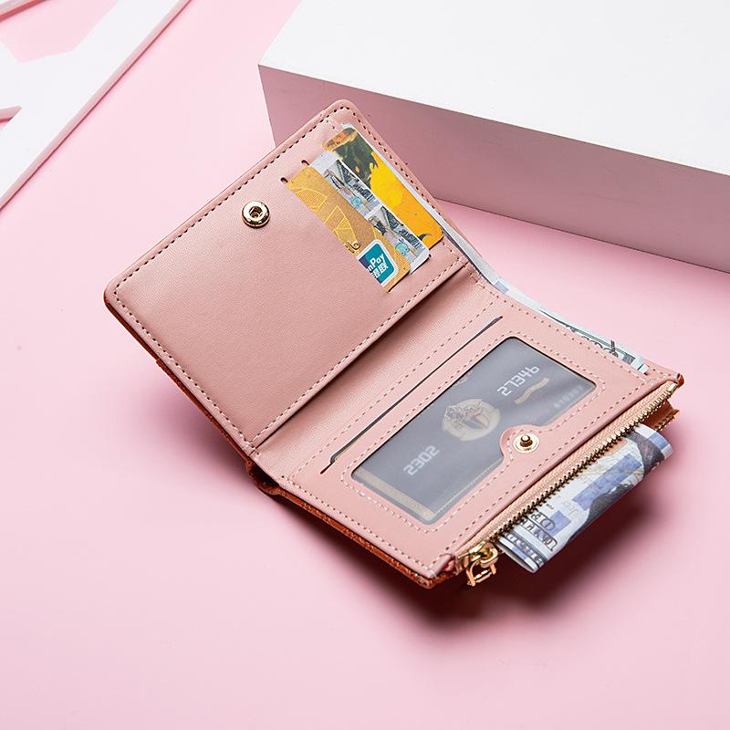Fashion Simple Women's Small Wallet Short Zipper Folding Embossed Women's Wallet