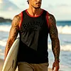 Men's Blue Billabong Tank Top, 100% Cotton Racerback Vest with White Trim for Beach & Surf Lifestyle by Inlyline