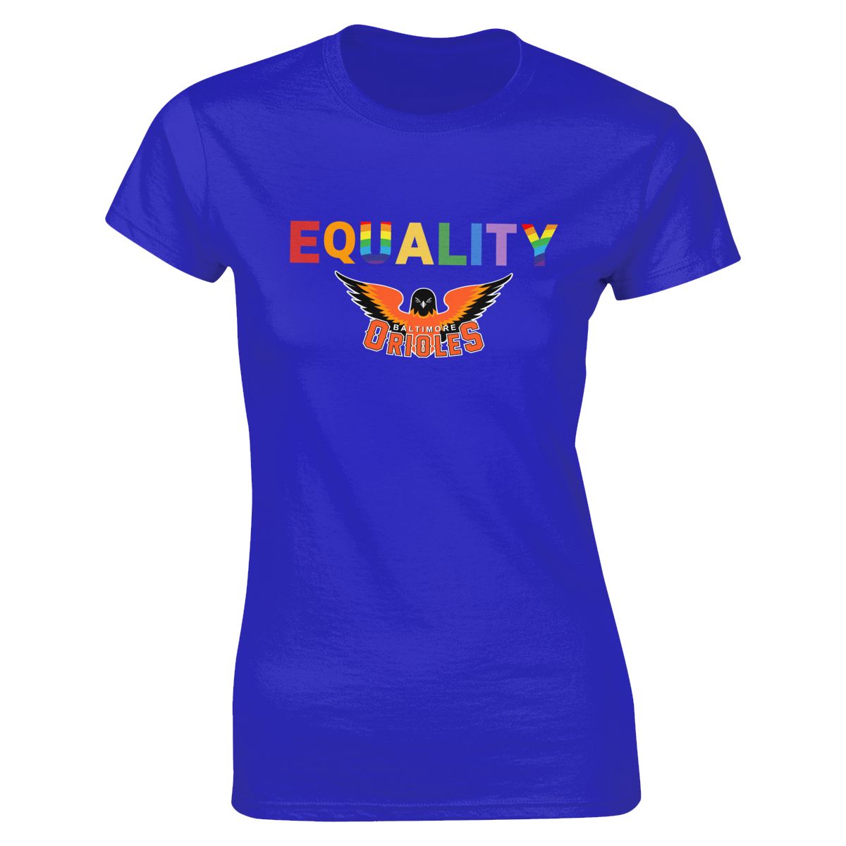 Baltimore Orioles Rainbow Equality Pride Women's Short-Sleeve Cotton Tee
