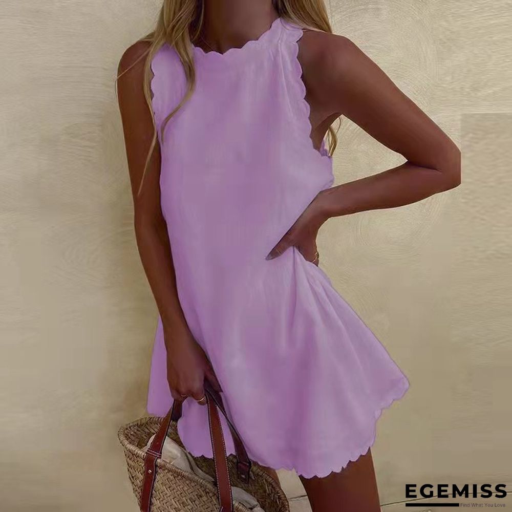 Casual Cotton And Linen Solid Color Embroidered Flounces Women's Dress White Dresses | EGEMISS