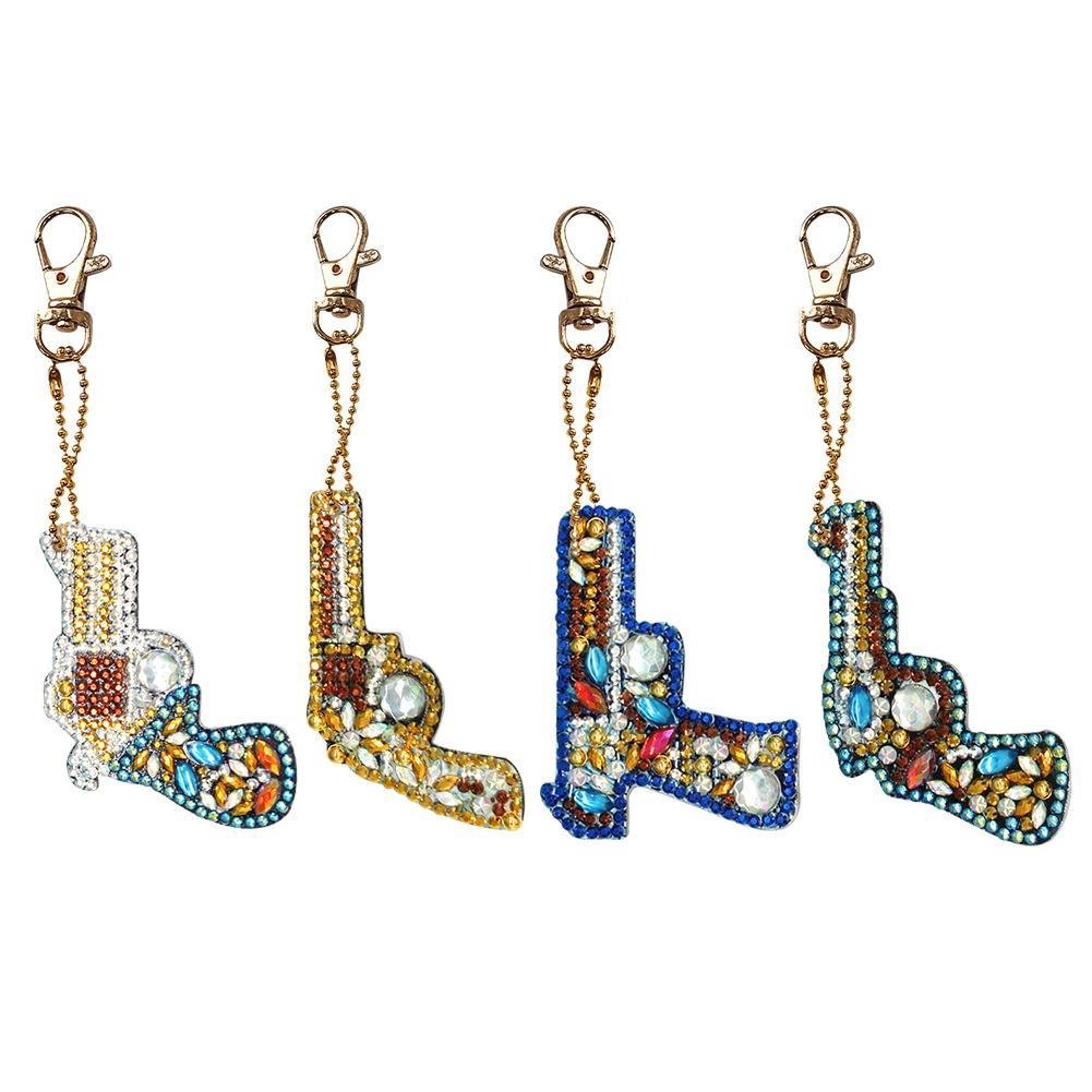 4pcs DIY Diamond Painting Keychain Special Full Drill Toy Ornaments Pendant