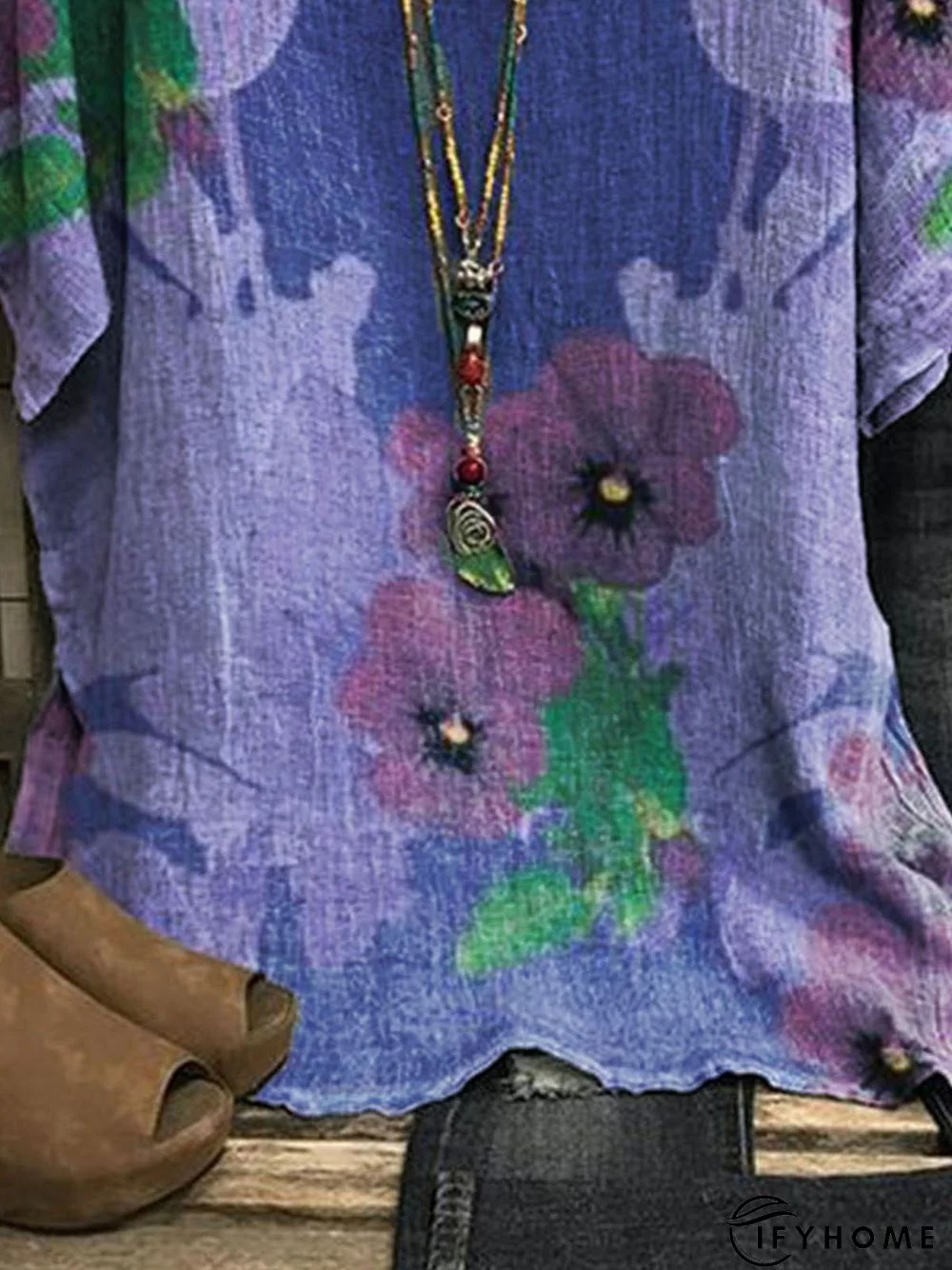 Casual Crew Neck Cotton Tops | IFYHOME