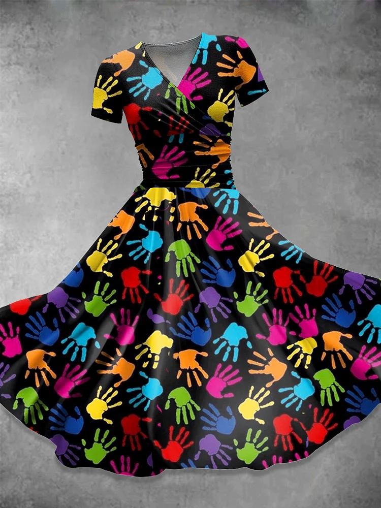 Women's  Rainbow Art Print  Maxi Dress