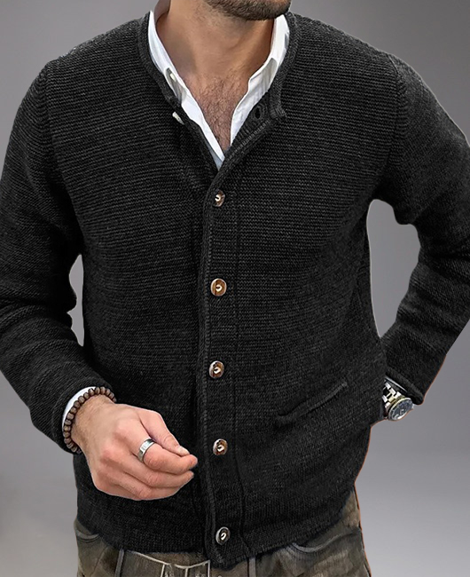 Casual Single Breasted Long Sleeve Rib Knit Jacket