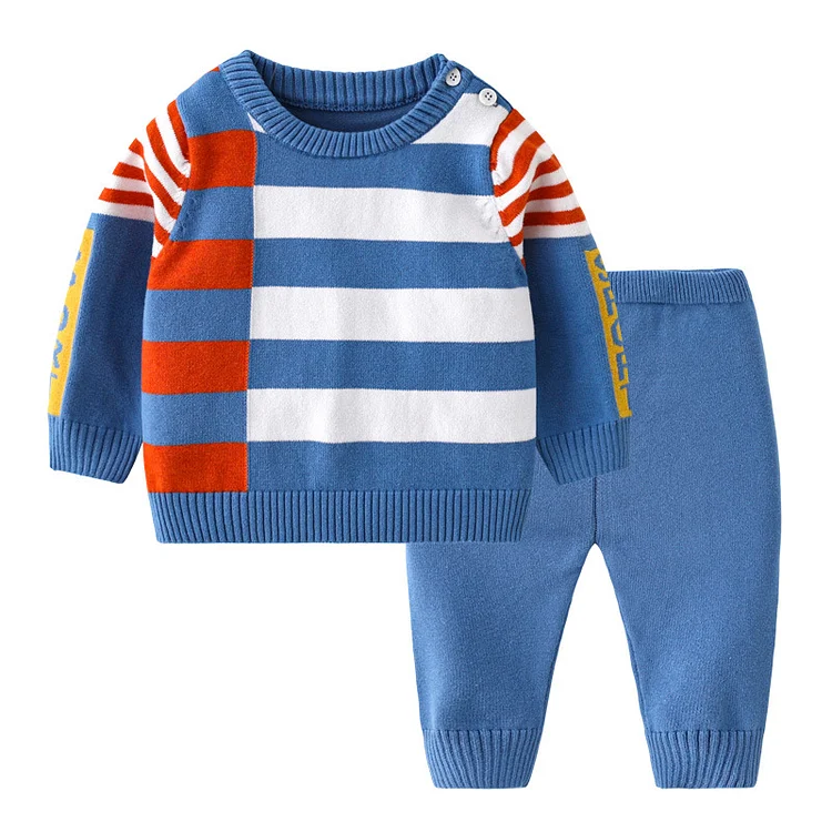 2pcs Baby Toddler Boys & Girls Letter Print Knit Tops and Pants Set