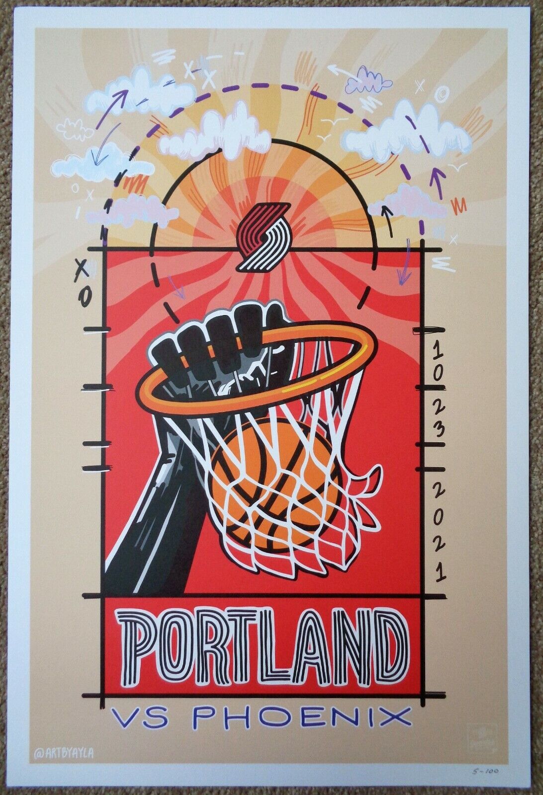 Portland Trailblazers GAMEDAY POSTER 5/100 Phoenix Suns Blazers 10-23-21