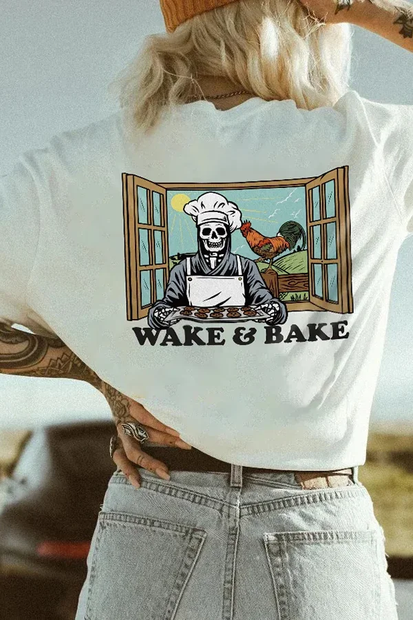 Wake Bake Printed Women's Casual T-Shirt