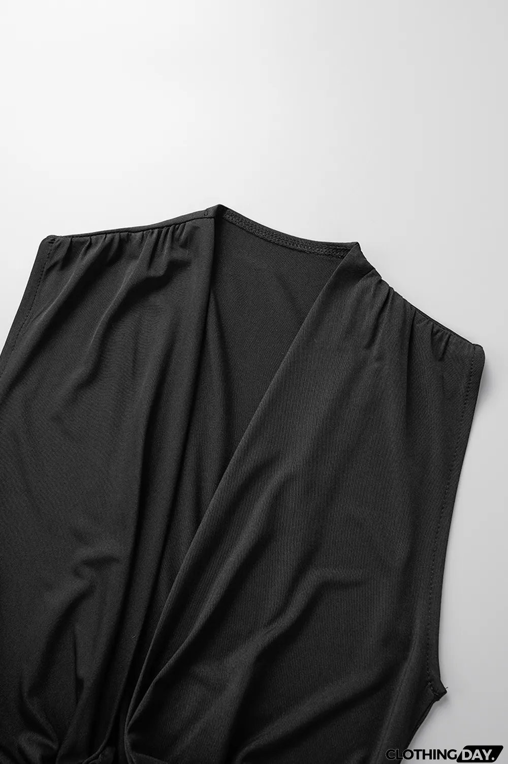 Black Sexy Solid Patchwork Asymmetrical V Neck Irregular Dress Dresses