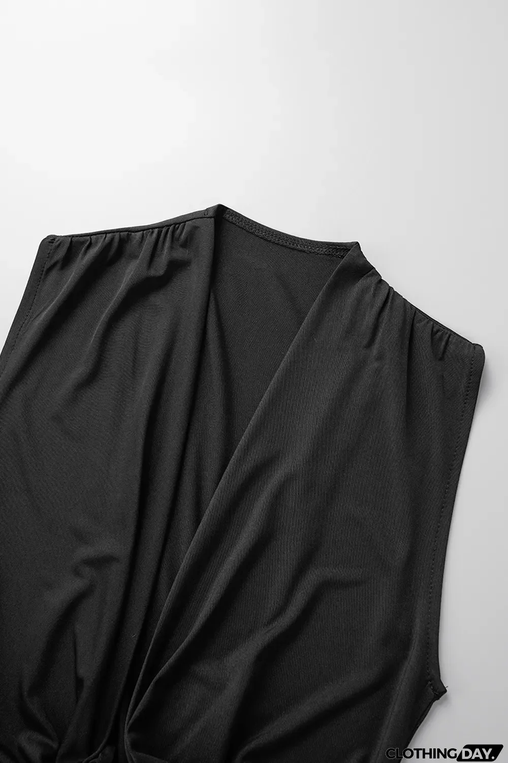 Black Sexy Solid Patchwork Asymmetrical V Neck Irregular Dress Dresses