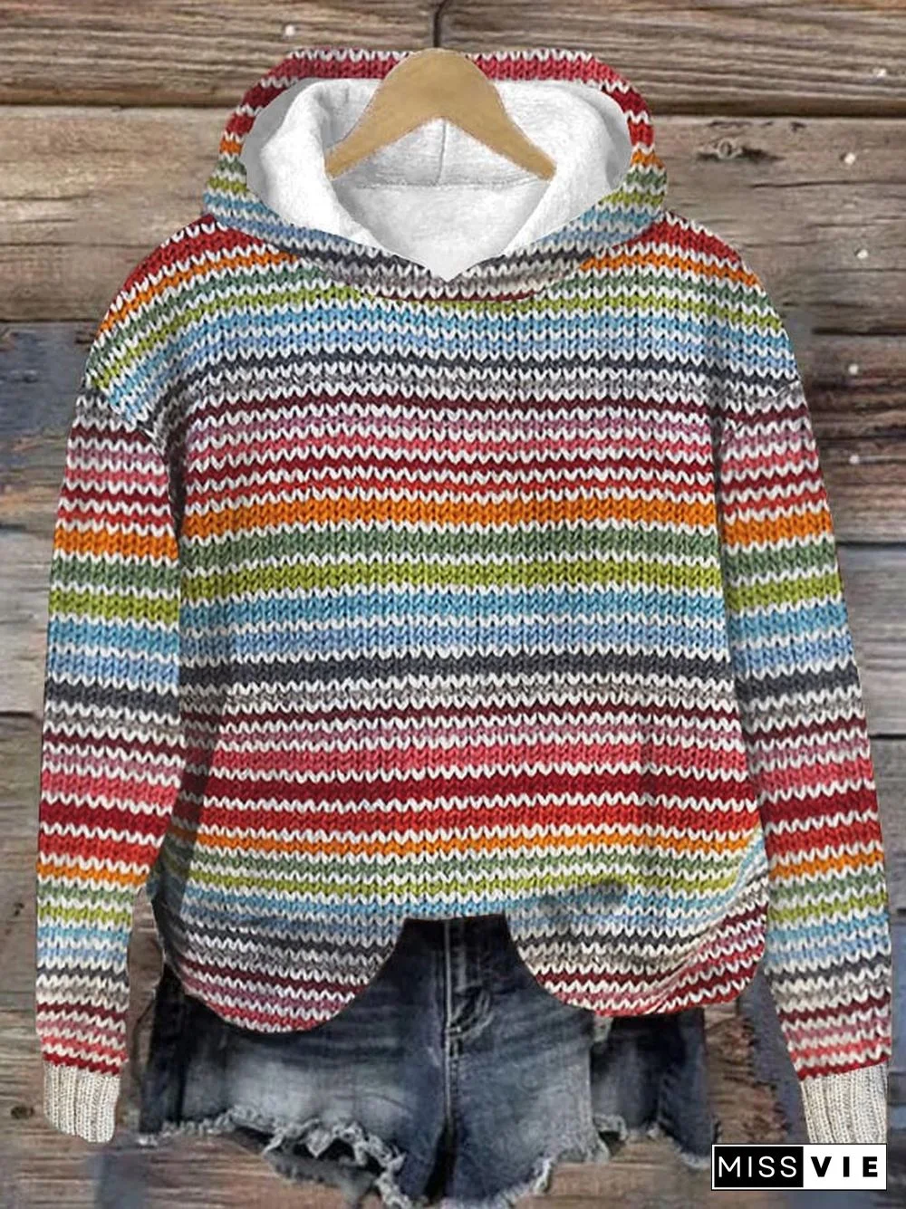 Women's Vintage Color Striped Sweatshirt