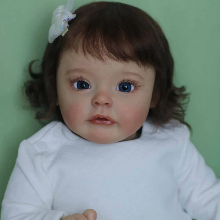  [2023 NEW!] 22'' Eyes Opened Lifelike Handmade Reborn Toddler Baby Girl Doll Giselle With Brown Hair Unique Rebirth Doll - Reborndollsshop®-Reborndollsshop®
