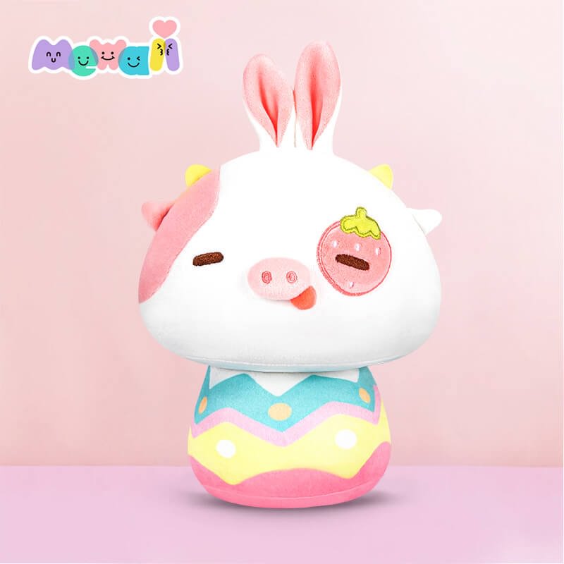 Mewaii® Barry Kawaii Rabbit Cow Stuffed Animal Plush Pillow Squishy Toy Mushroom Family For Gift