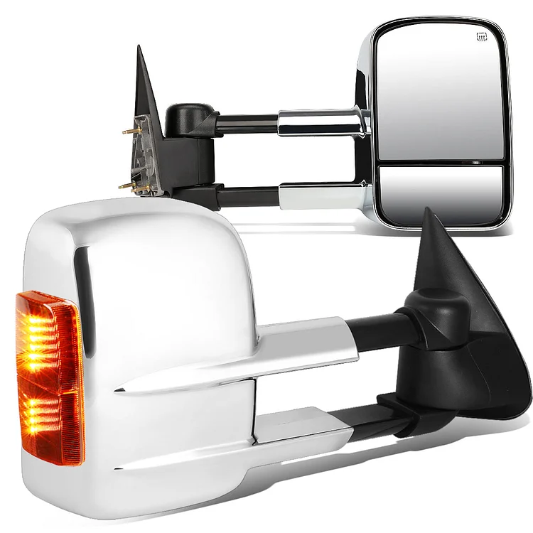 Chrome Powered Heated Towing Mirrors (Pair)<br>99-02 Chevy Silverado 1500-3500, GMC Sierra 1500