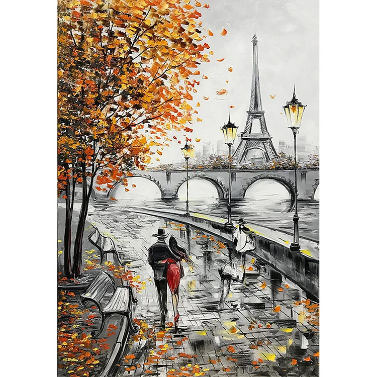 Romantic Paris In Autumn - Painting By Numbers - 30*40CM gbfke