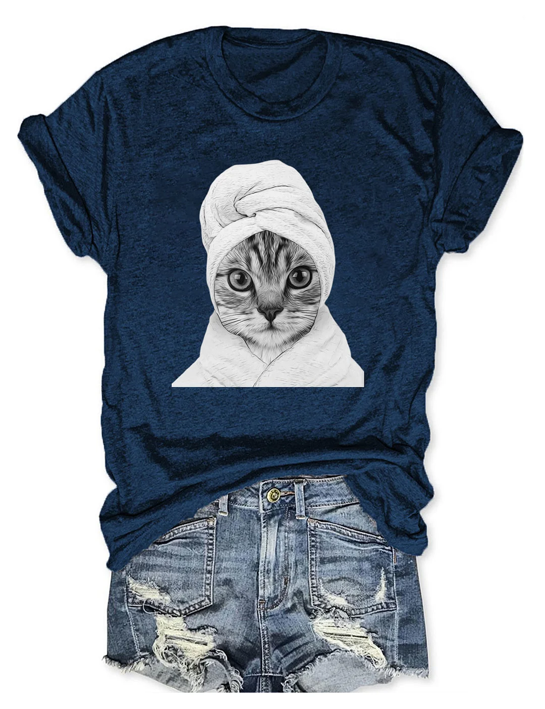 Funny Cat In Bathrobe Portrait T-shirt