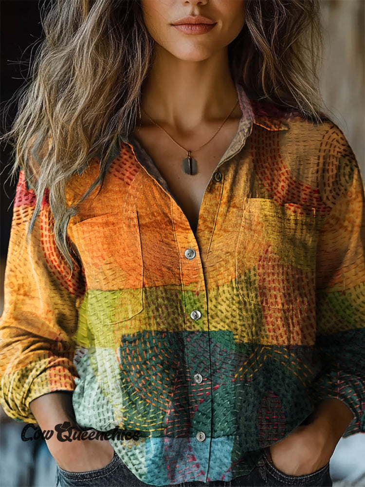 Women&rsquo;s Vintage Rainbow Plaid Print Comfort Shirt Multicolor / S