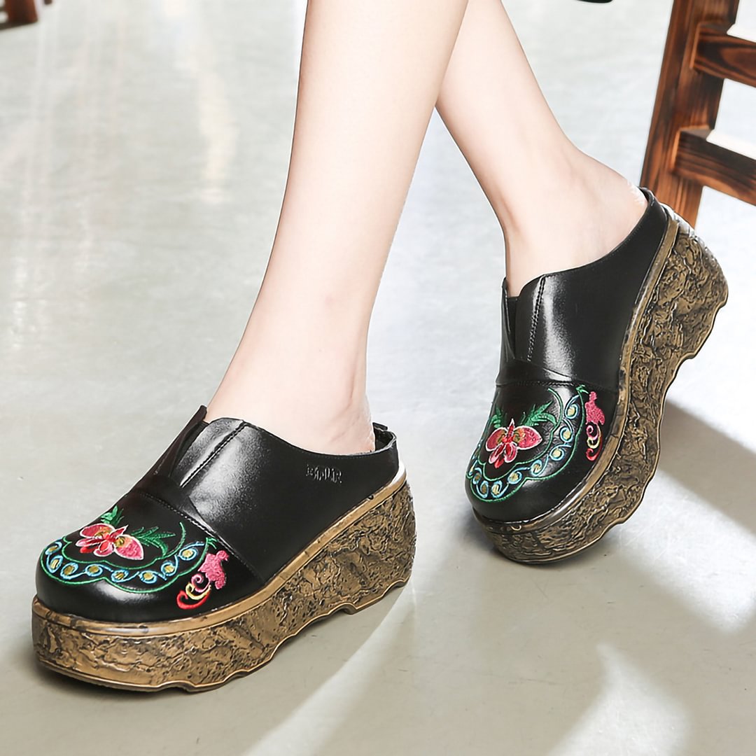 Letclo™ 2021 Summer New Ethnic Style Genuine Women wedges Sandals letclo Letclo