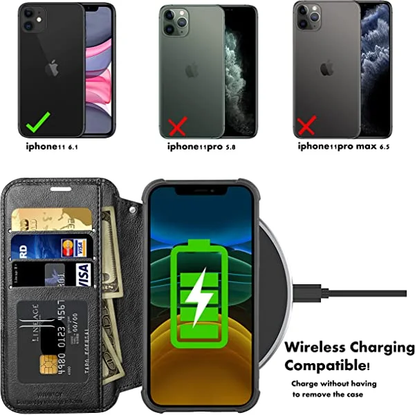 VANAVAGY Compatible For IPhone 11, Leather Flip Folio