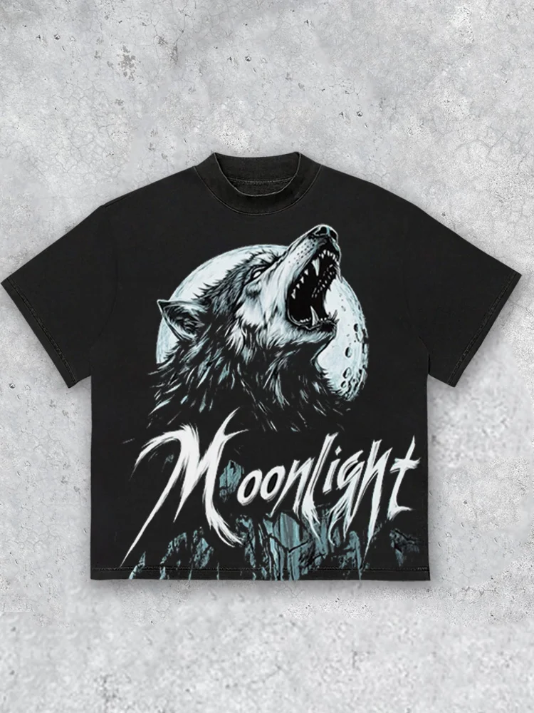 Moon Night Werewolf Cotton Short Sleeved T-shirt