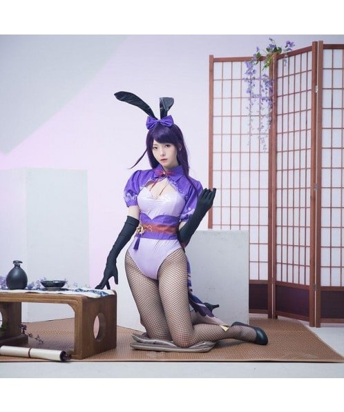 Ready To ShipGenshin Impact Baal Raiden Shogun Bunny Girl Cosplay Costume HW47