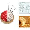 Round Pincushions with Wooden Base Sewing Pin Cushion (Random color) tapestrymarket