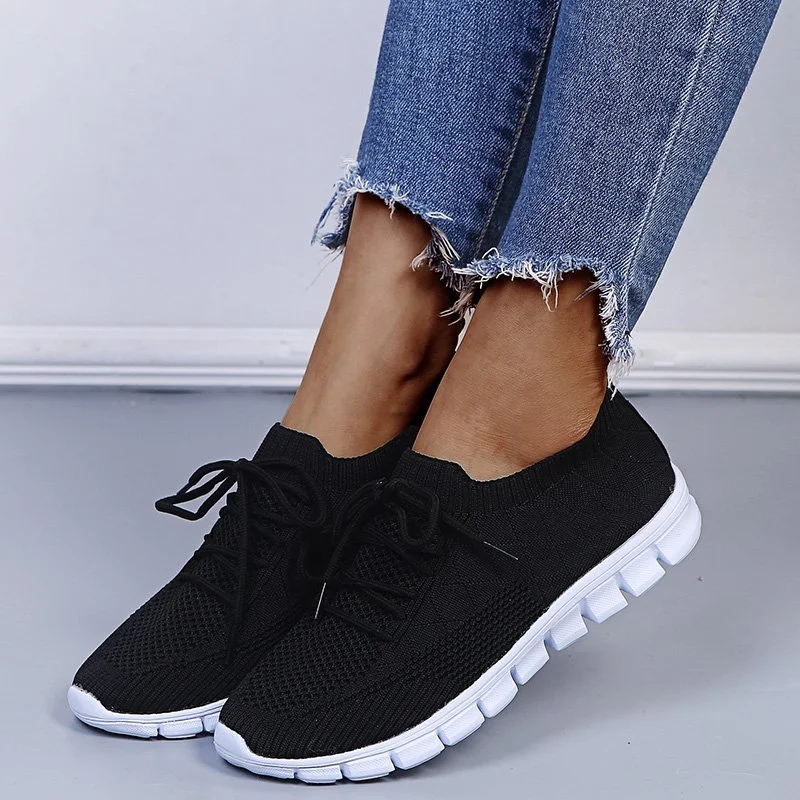 Qengg Women Sneakers Slip on Mesh Light Breathable Shoes Woman Walking Platform Comfortable Casual Fashion Female Lace Up Non Slip New