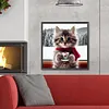 Cat Drinking Coffee-Full Round Diamond Painting 30*30CM