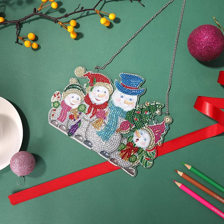 5D DIY Diamond Painting Hanging Ornament - Snowman Christmas Tree