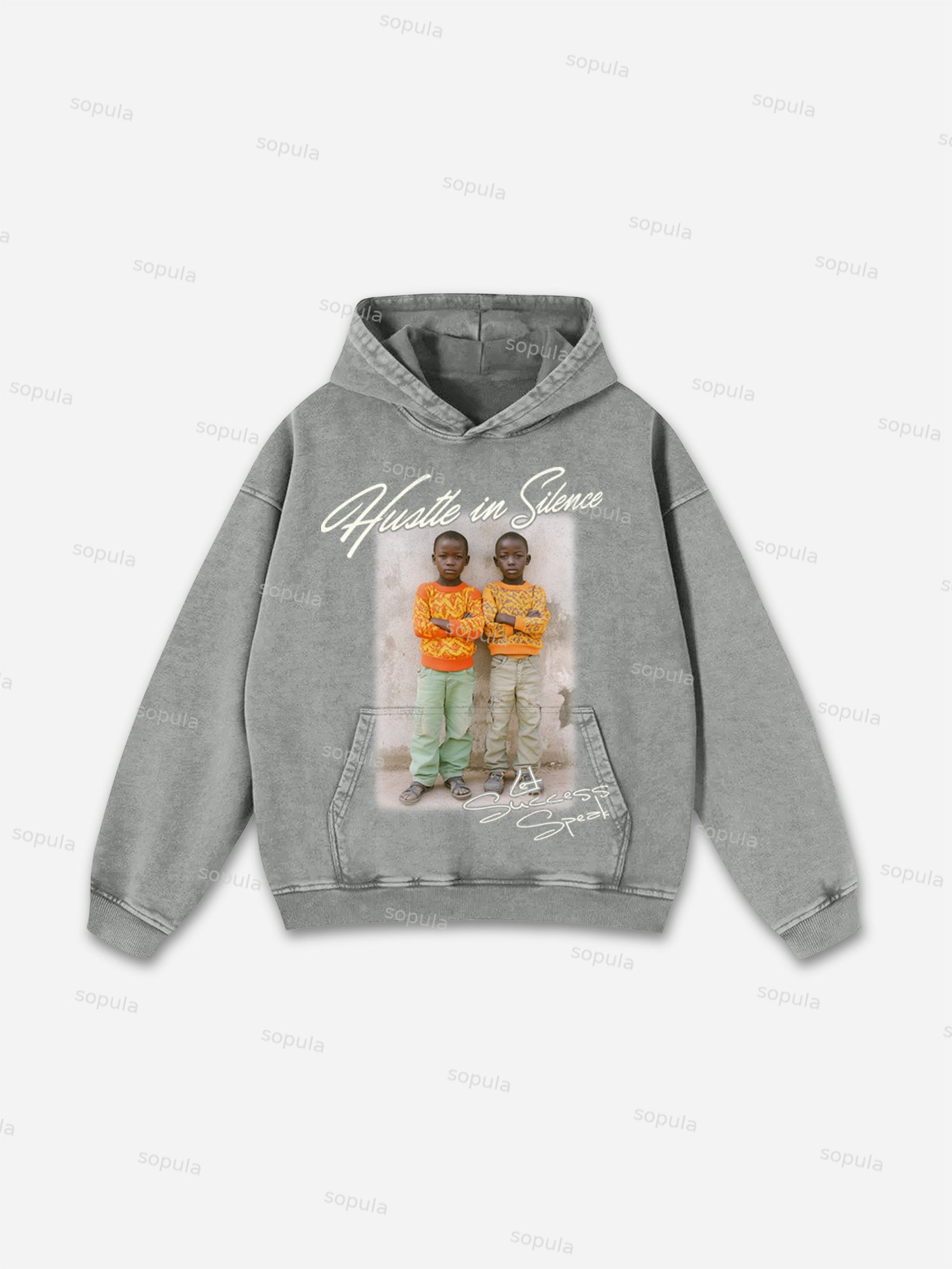 Hustle Street Character Graphic Washed Hoodie - SOPULA