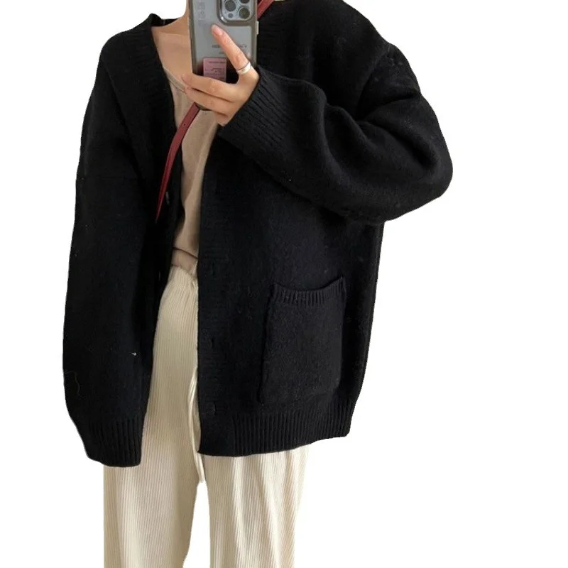 Churchf Churchf Women's Wear Fall / Winter 2024 New Large Pocket Knit Cardigan Top