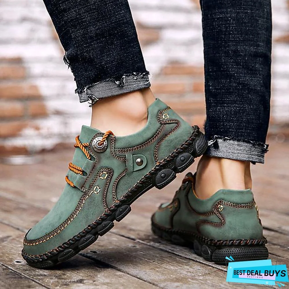 Men's Spring / Fall Casual / British Daily Outdoor Oxfords Hiking Shoes / Walking Shoes Faux Leather Non-Slipping Wear Proof Black / Yellow / Khaki