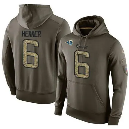 NFL Men's  Los Angeles Rams #6 Johnny Hekker Stitched Green Olive Salute To Service KO Performance Hoodie
