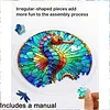 (25cm)DIY Acrylic Jigsaw Puzzle Window Hanging with Hanging Chain DIY Stained Glass Decoration Round Window Puzzle Decor for DIY Craft Project (Stained Glass Seahorse)