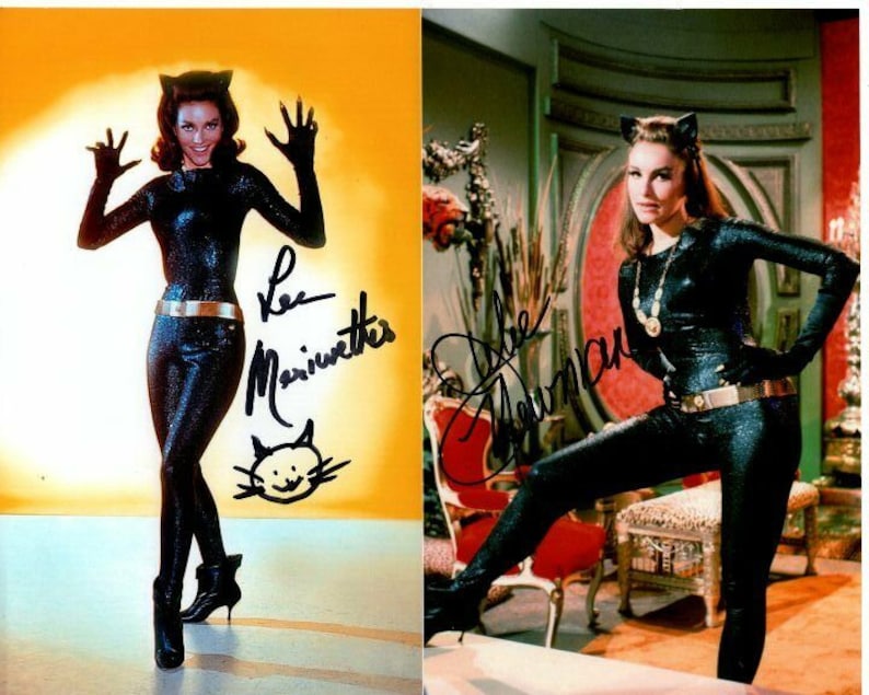 Julie newmar and lee meriwether signed autographed batman catwoman Photo Poster painting rare