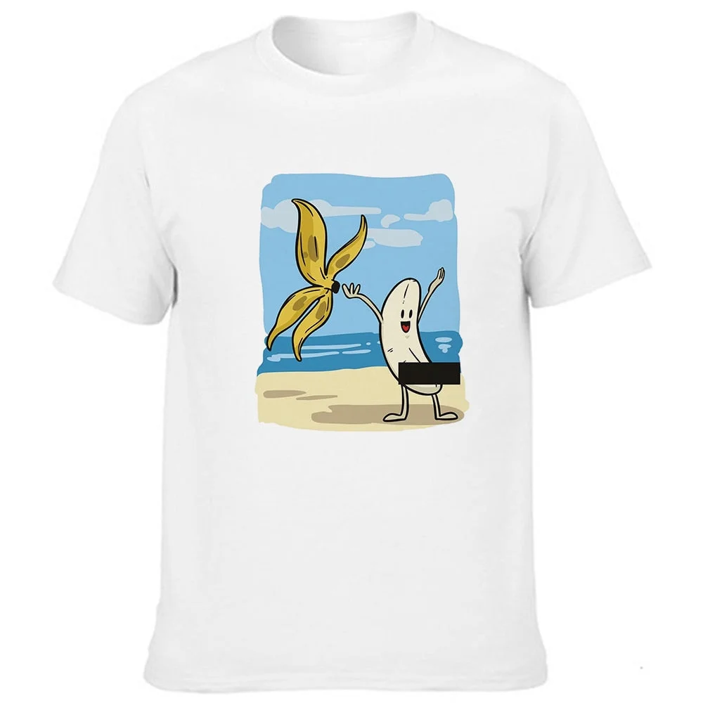 Men T-shirts Summer Cute Banana Funny Design Hipster Men T-Shirts Tops White O-neck Casual Fashion T Shirts Outfits Streetwear