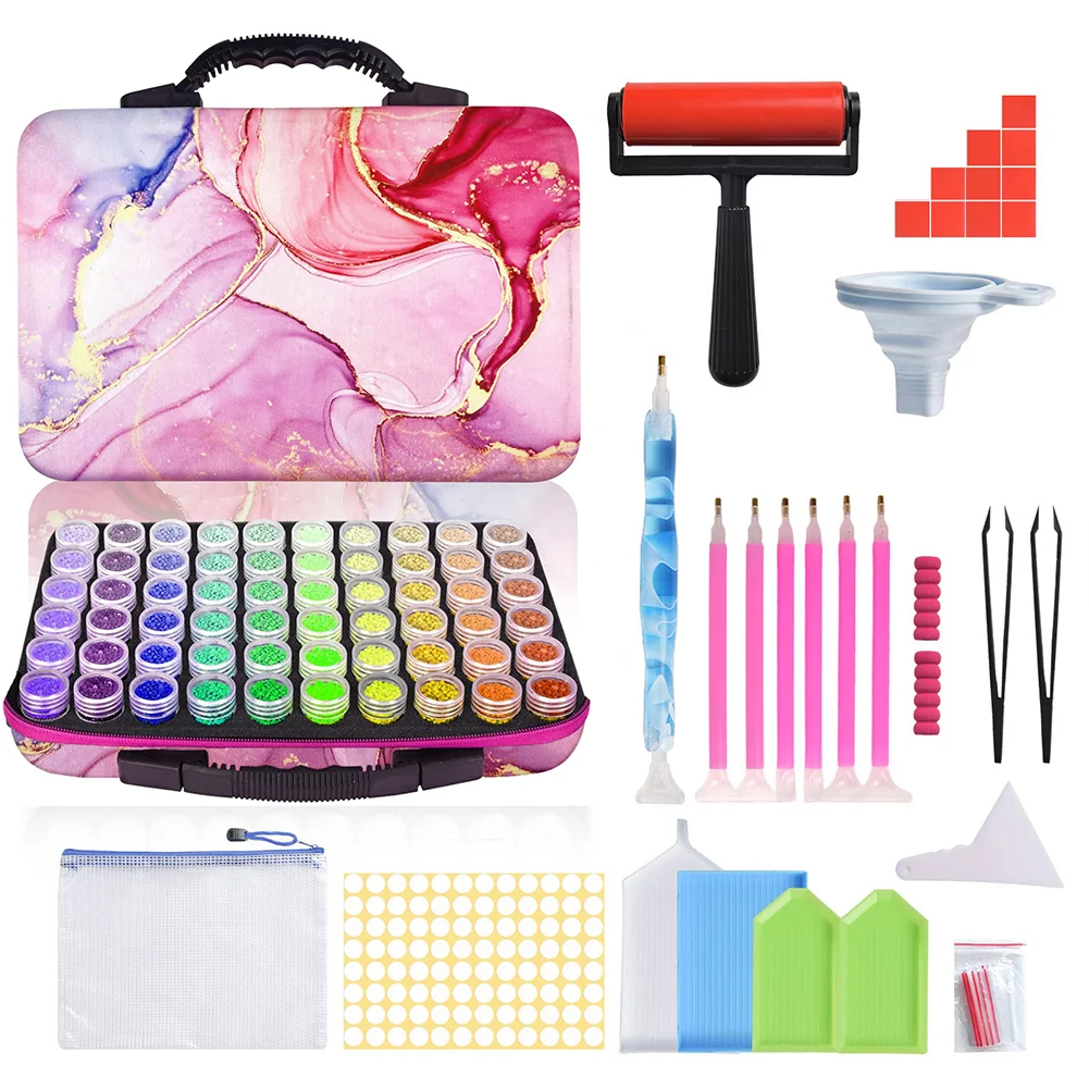 70 Slots Portable 5D Diamond Painting Carrying Bag with Tools for DIY Art Craft