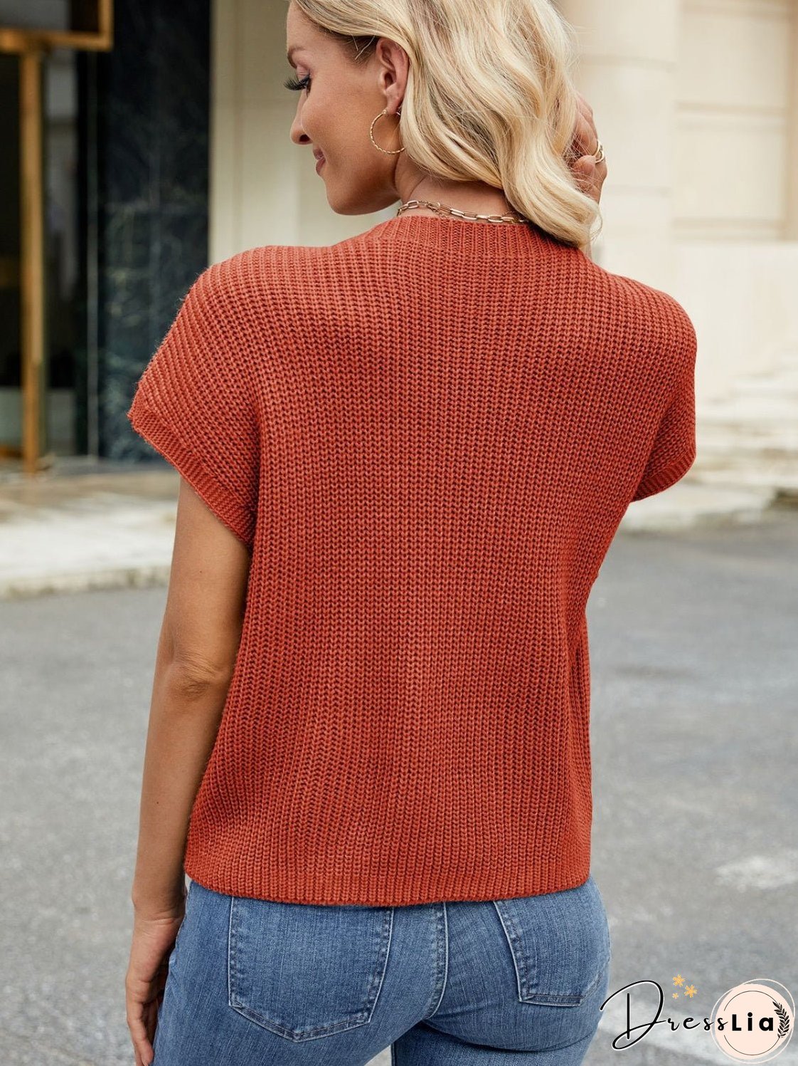 Round Neck Short Sleeve Sweater