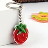 Full Bead Embroidery Keychain Strawberry Printed Craft Gifts(3.5x4.5cm)
