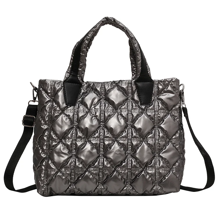 Women Casual Handbag Large Capacity Lightweight Ladies Winter Bag (Grey)