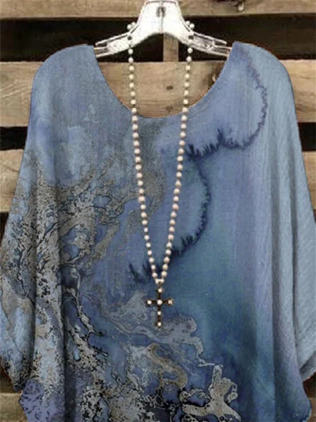 Women 3/4 Sleeve Scoop Neck Graphic Floral Printed Women Tops