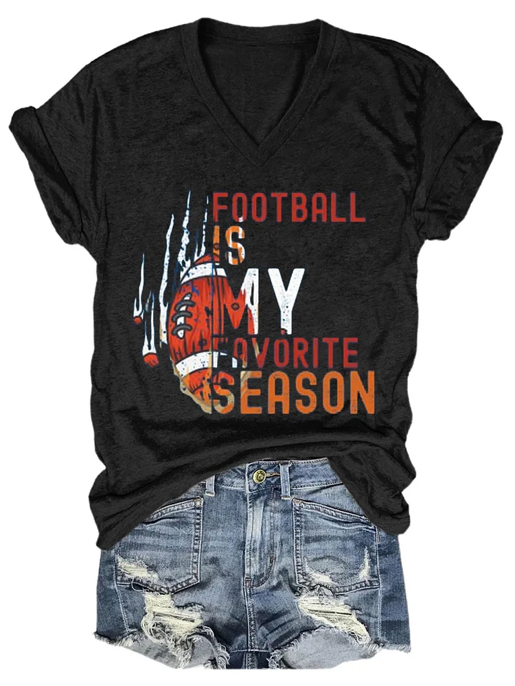 Women'S Football Is My Favorite Season Print Short Sleeve T-Shirt socialshop