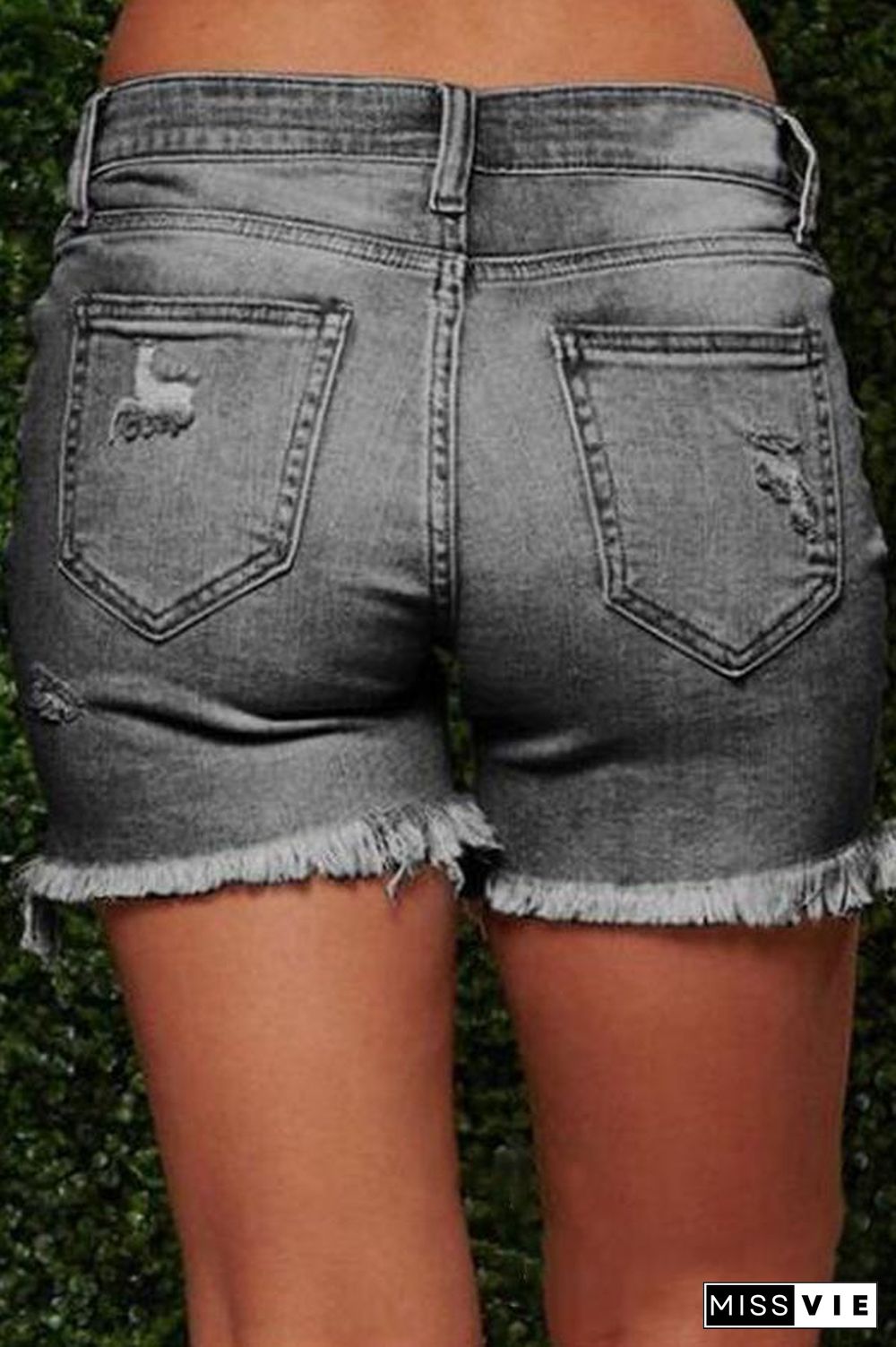 On-trend Fringed Ripped Denim Shorts(3 Colors)