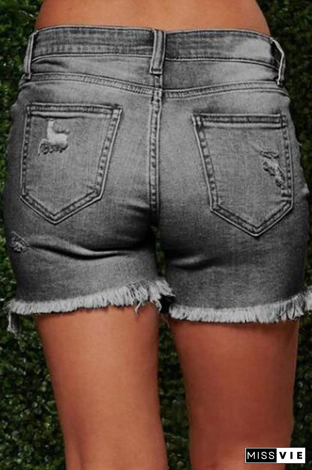 On-trend Fringed Ripped Denim Shorts(3 Colors)