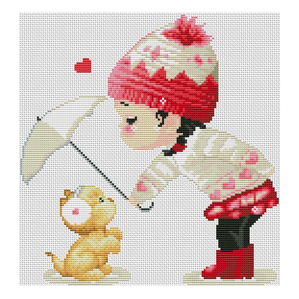 

Little Girl - 11CT Stamped Cross Stitch - 37*38cm, 501 Original