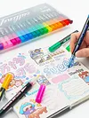 Dual Line Outline Markers with Shimmering Effect Sparkle Doodle Shimmer Marker Drawing Pens for Journaling Coloring Art Planning Supplies
