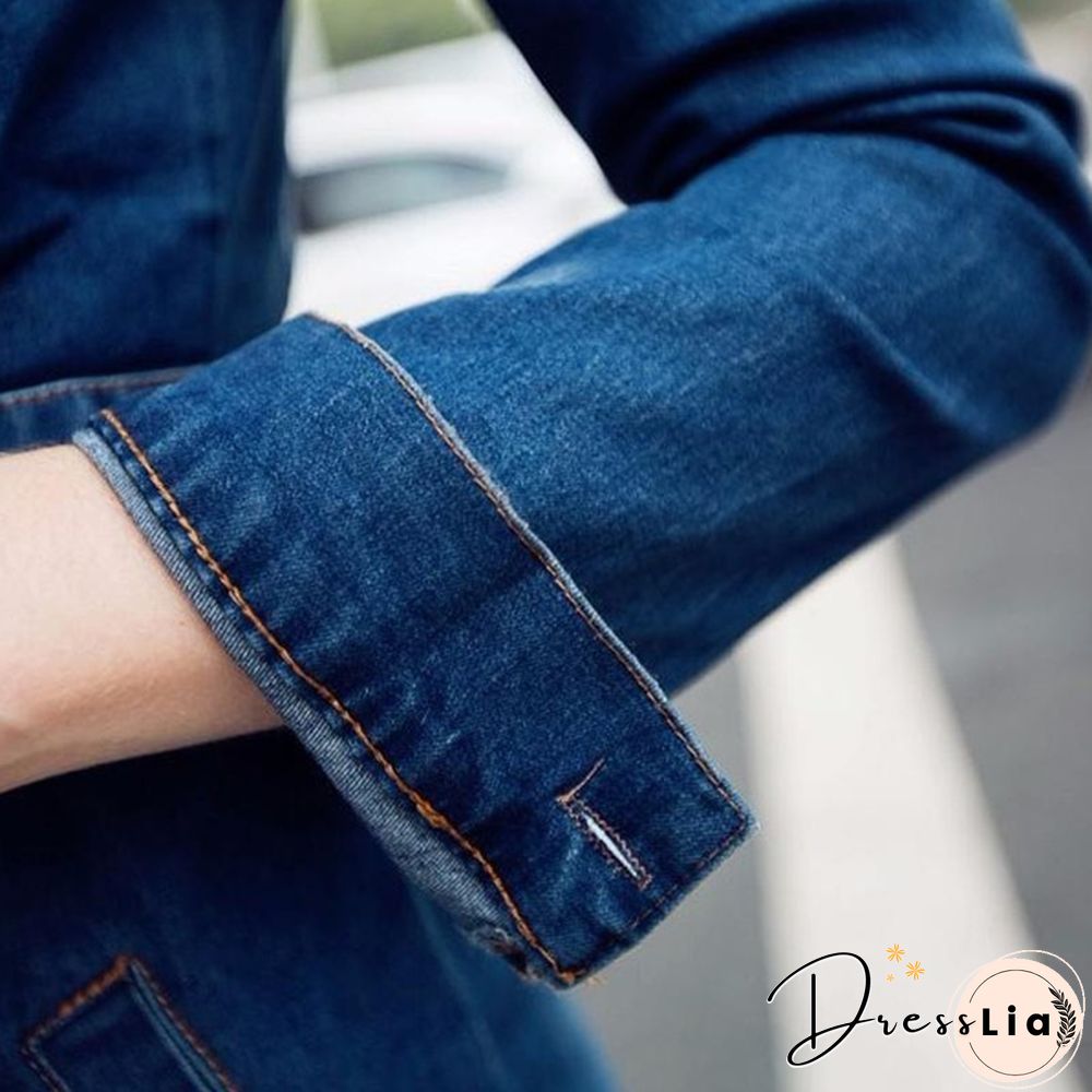 Women Denim Dress Winter Office Slim Big Size Jeans Mid-Cuff Dress Cowboy Dress With Belt For Women Jeans Dress Plus Size