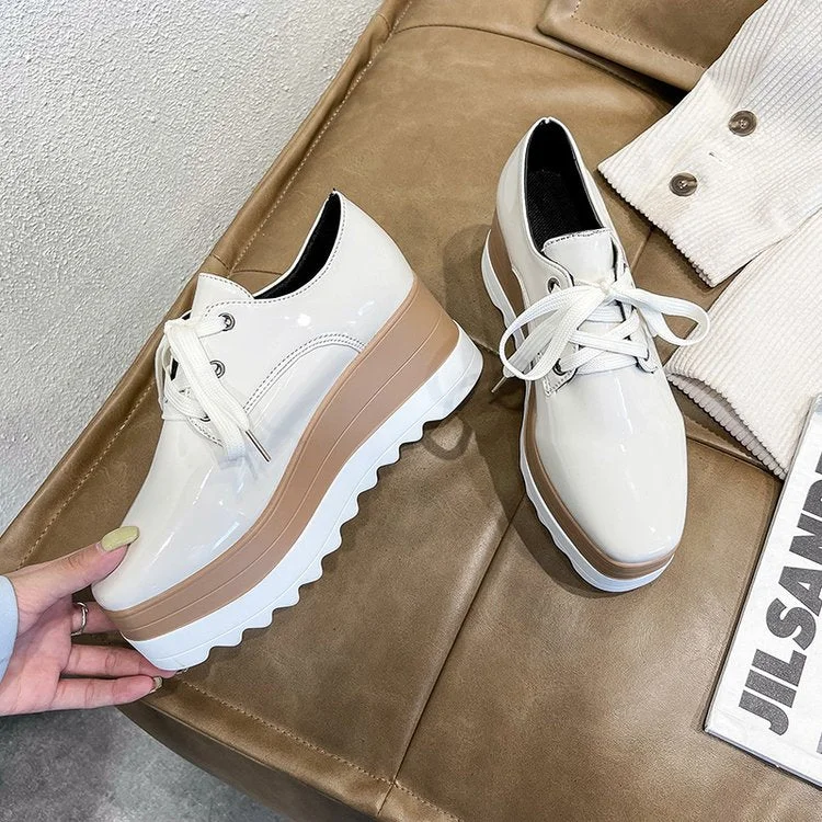  2022 Spring New Women Flat Platform Shoes Slip On Moccains Ladies Casual Shoes Woman Thick Sole Brogue Creepers Sneakers