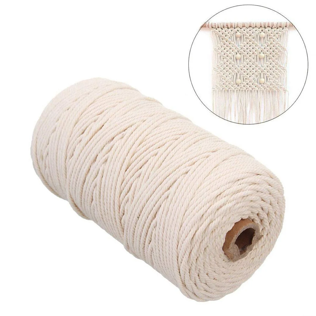 1pc 100% Natural Cotton Twisted Cord 1mm Diameter 100m Length For DIY Home Textile Craft Macrame Artisan String