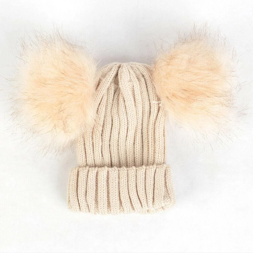 2020 Baby Stuff Accessories Toddler Kids Girl Boy Baby Infant Winter Warm Crochet Knit Hat Fur Balls Beanie Cap